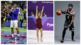 L-R: Novak Djokovic, Meagan Duhamel and Kyrie Irving