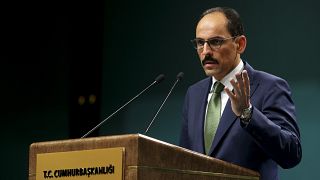 Cumhurbaşkanlığı Sözcüsü İbrahim Kalın, düzenlediği basın toplantısında açıklamalarda bulundu. ( Erçin Top - Anadolu Ajansı )