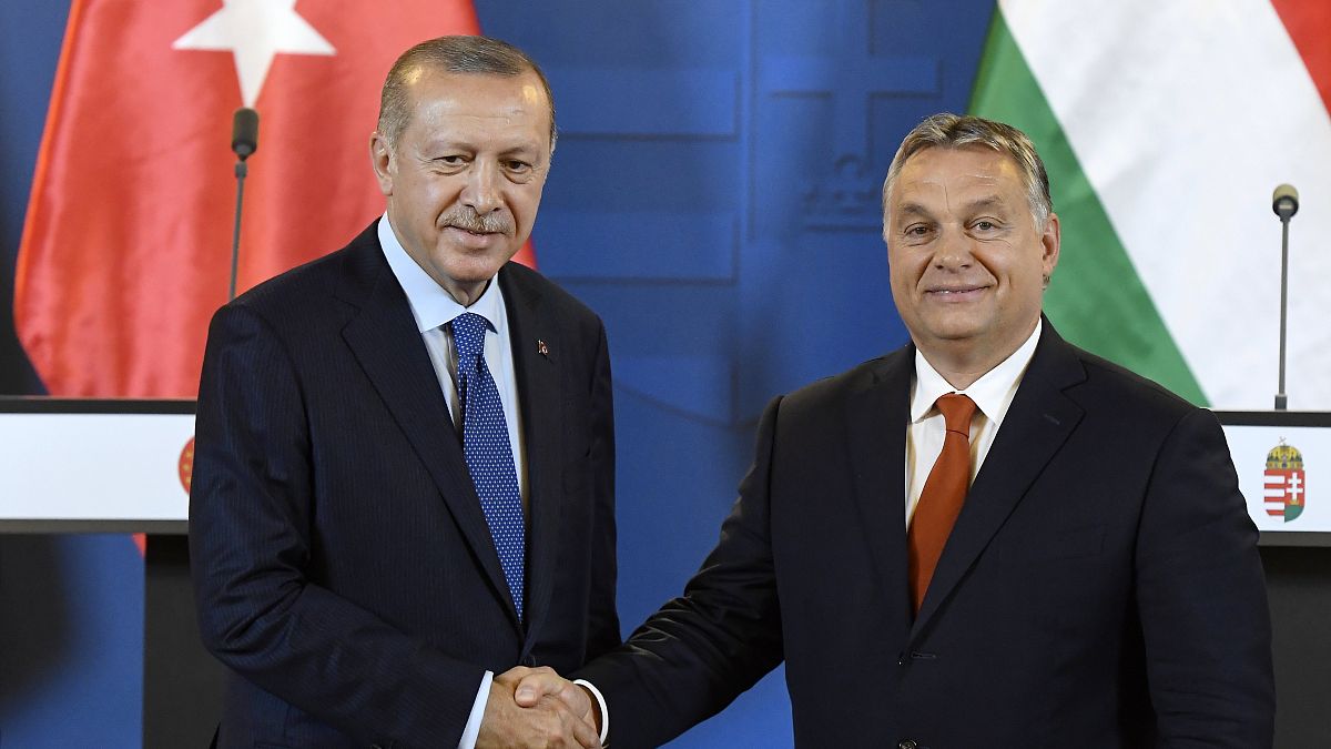 Recep Tayyip Erdogan török elnök és Orbán Viktor miniszterelnök az Országházban 2018. október 8-án.