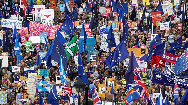 EU supporters march as parliament sits on a Saturday for the first time since the 1982 Falklands War, to discuss Brexit in London, Britain, October 19, 2019. REUTERS/Simon Daw EU supporters march as parliament sits on a Saturday for the first time since the 1982 Falklands War, to discuss Brexit in London, Britain, October 19, 2019. REUTERS/Simon Daw