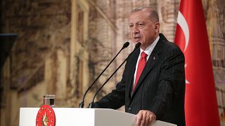 Cumhurbaşkanı Recep Tayyip Erdoğan, Dolmabahçe Çalışma Ofisi'nde yabancı basın mensuplarıyla bir araya geldi.