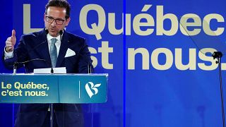 Yves-Francois Blanchet, chef du 'Bloc Québécois', à St-Jean-sur-Richelieu (Québec, Canada), 19/10/2019