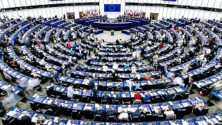 Stockshots of the hemicycle of the EP in Strasbourg