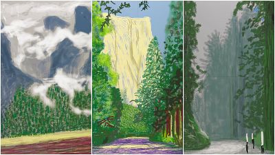 iPad drawings from David Hockney's Yosemite collection