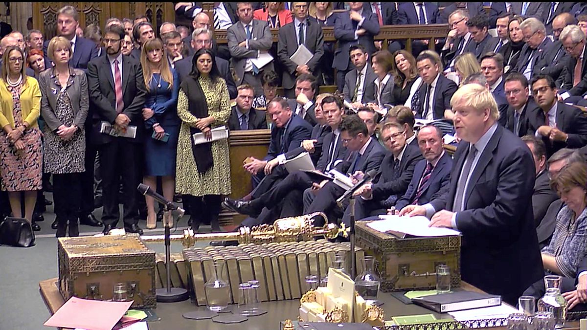 UK Prime Minister Boris Johnson in the House of Commons, Saturday October 19, 2019.
