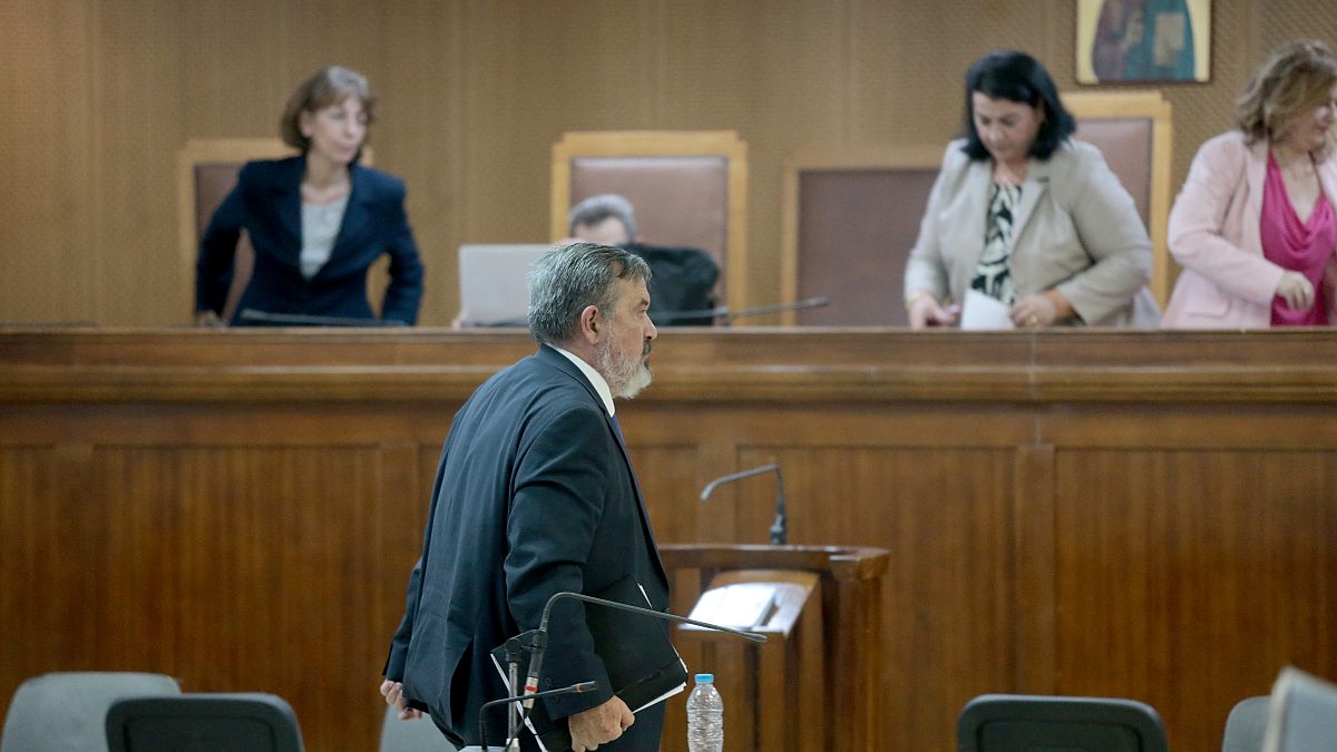 Ο πρώην βουλευτής της Χρυσής Αυγής Χρήστος Παππάς  απολογείται κατά τη διάρκεια της Δίκης της Χρυσής Αυγής