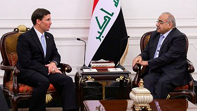 رئيس الوزراء العراقي عادل عبد المهدي يلتقي وزير الدفاع الأمريكي مارك إسبر في بغداد 23 أكتوبر 2019