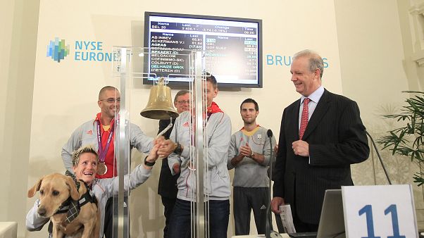 FILE PHOTO: Belgian athlete Marieke Vervoort rings a bell in the presence of fellow athletes, 2012s FILE PHOTO: Belgian athlete Marieke Vervoort rings a bell in the presence of fellow athletes, 2012s