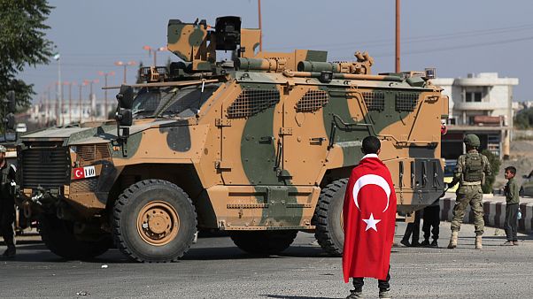 Ein türkisches Militärfahrzeug in der syrischen Stadt Tal Abyad Ein türkisches Militärfahrzeug in der syrischen Stadt Tal Abyad