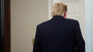 Donald Trump departs after speaking about actions by Turkey against the Kurds in Syria in the Roosevelt Room of the White House in Washington, U.S., October 9, 2019