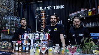 Owners Chris and Jim with mixologist Seb at Jim and Tonic's south London bar