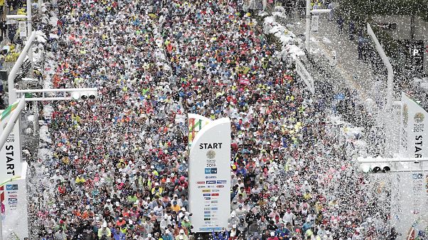 A tokiói, még nem olimpiai maraton rajtja 2019. március 3-án A tokiói, még nem olimpiai maraton rajtja 2019. március 3-án