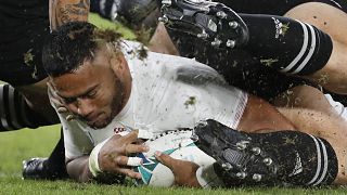 England's Manu Tuilagi scores a try 