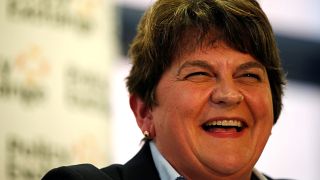 DUP leader Arlene Foster reacts during a meeting about abolishing the Irish backstop during the Conservative Party annual conference in Manchester, Britain, September 29, 2019