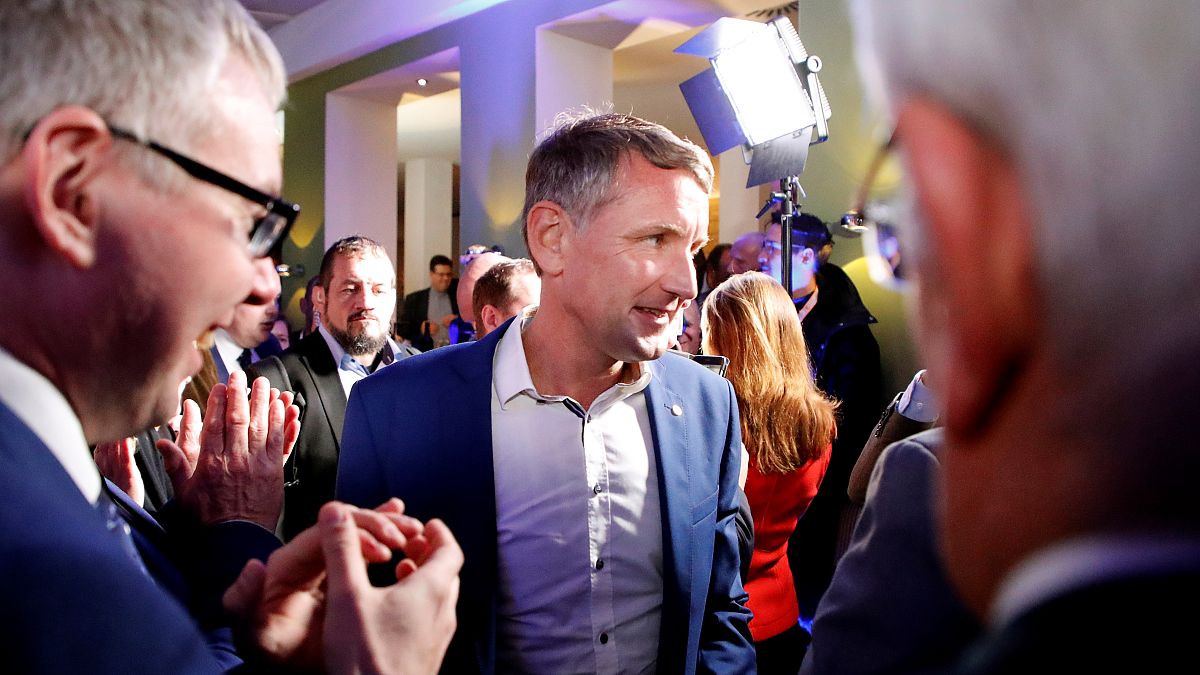 Björn Höcke, Alternative for Germany (AfD) leader in Thuringia, attends a party election night after the Thuringia state election in Erfurt