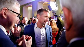Björn Höcke, Alternative for Germany (AfD) leader in Thuringia, attends a party election night after the Thuringia state election in Erfurt