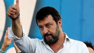 FILE PHOTO: League party leader Matteo Salvini gestures during an anti-government demonstration in Rome, Italy, October 19, 2019. 