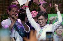 كلوديا لوبيز تحتفل بعد فوزها في الانتخابات المحلية في بوجوتا- أرشيف رويترز