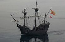 The Nao Victoria replica sets sail from Almeria