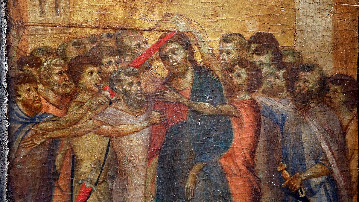 The painting "Christ Mocked", a long-lost masterpiece by Cimabue