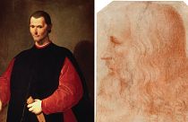 Machiavelli'nin Santi di Tito tarafından yapıldığı bilinen eski portresi (solda) ve Leonardo da Vinci (sağda)