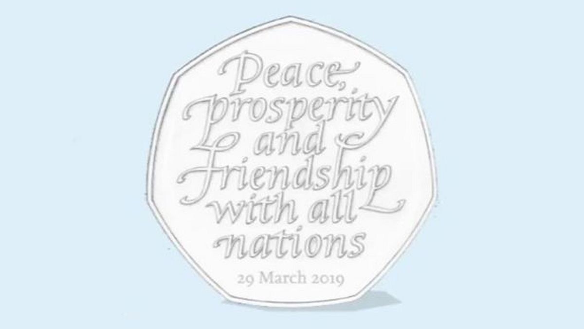 The original design for a Brexit coin for 29 March