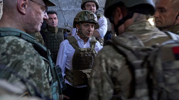 President Zelenskyi visits Ukranian troops on the frontline in east Ukraine President Zelenskyi visits Ukranian troops on the frontline in east Ukraine