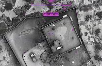 Ein Haus in dem Abu Bakr al-Baghdadi vermutet wurde, kurz vor einem US-Luftangriff.