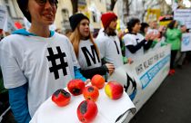Demonstranten vor dem Gerichtsgebäude in Berlin: Die Folgen des Klimawandels bedrohten ihre Existenz, argumentierten die klagenden Landwirte.