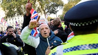 Minor scuffles during pro-Brexit demo outside Downing Street on day the UK was meant to leave the EU