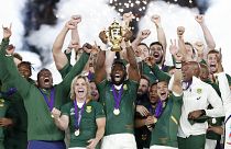 Rugby World Cup - Final - England v South Africa - International Stadium Yokohama, Yokohama, Japan - November 2, 2019 South Africa's Siya Kolisi celebrates with
