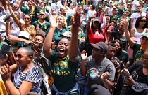 South African rugby fans celebrate World Cup victory