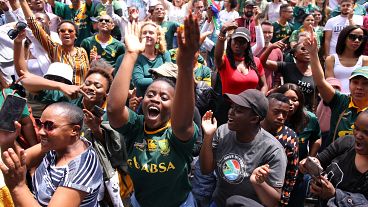 South African rugby fans celebrate World Cup victory