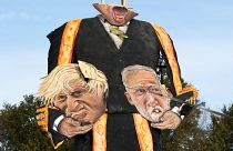 The 11-metre effigy of Britain's Speaker of the House of Commons John Bercow holding Prime Minister Boris Johnson and Labour Party leader Jeremy Corbyn.