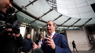 Brexit Party leader Nigel Farage arrives to appear on BBC TV's The Andrew Marr Show in London, Britain, November 3, 2019.