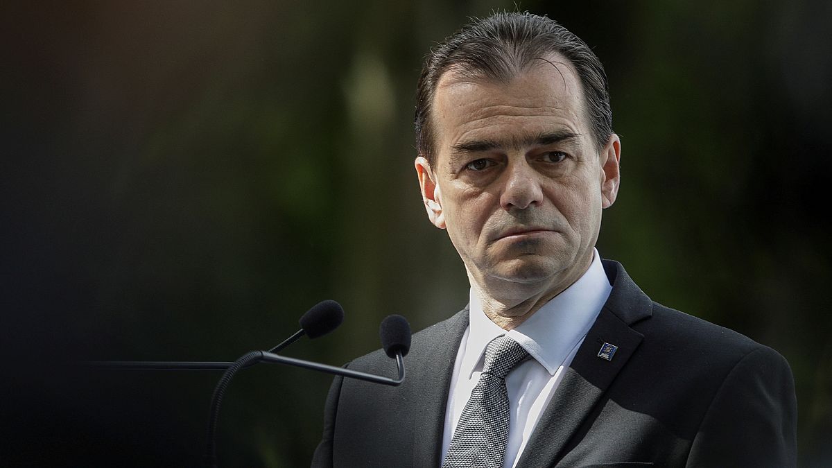 PNL president Ludovic Orban during a news conference held by EPP leaders and Romanian President Klaus Iohannis in Sibiu