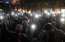 Protesters take part in a demonstration against the only nomination for a new chief prosecutor in Sofia, Bulgaria, October 8, 2019.