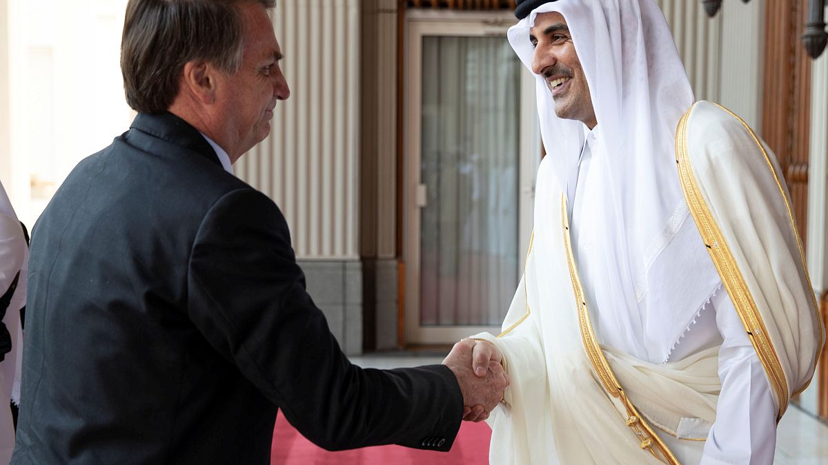 أمير قطر الشيخ تميم بن حمد آل ثاني مستقبلا الرئيس البرازيلي جائير بولسونارو 