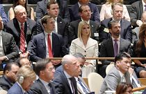 Eric Trump, Jared Kushner and Ivanka Trump, Donald Trump Jr and his girlfriend Kimberly Guilfoyle, and Tiffany Trump attend the 74th session of the United Nations GA