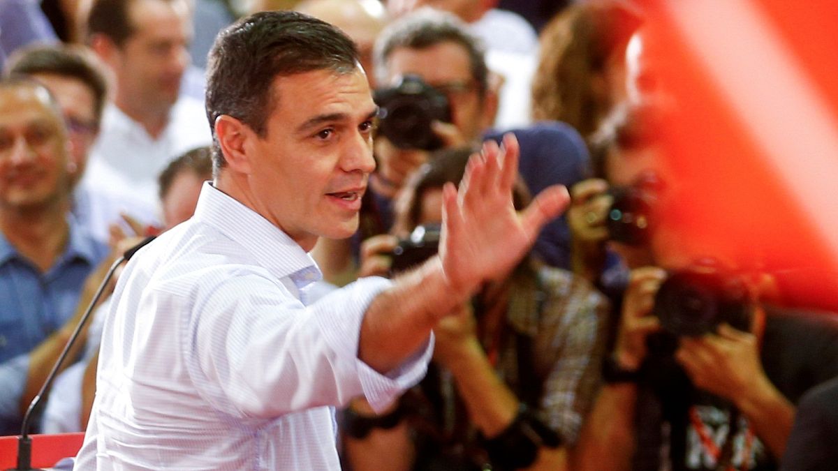 Spain's Socialist leader and acting Prime Minister Pedro Sanchez attends a rally to mark the kick off his campaign ahead of the general election in Seville