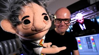 Belgian music producer Michael Schack, creator of the track "Order", with  puppet depicting Bercow, on November 6, 2019.