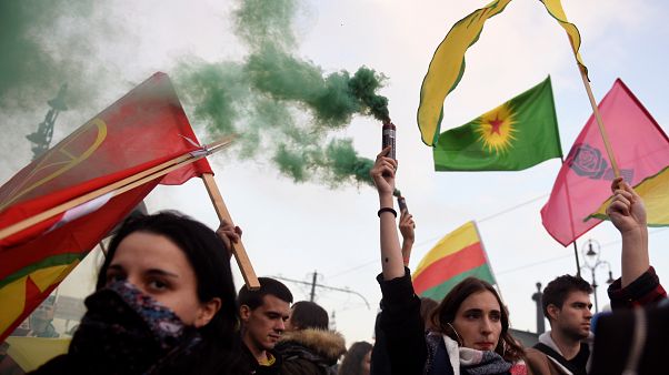 Protestas en las calles de Budapest contra la visita de Erdogan Protestas en las calles de Budapest contra la visita de Erdogan