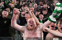 Fanatikus Celtic-szurkolók a Lazio elleni meccsen a római olimpiai stadionban