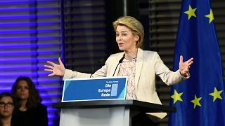EU Commission President-elect Ursula Von der Leyen holds a speech on the present situation in Europe, in Berlin, Germany November 8, 2019. 