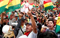 جانب من المظاهرات المناوئة لموراليس في لا باز، 9 نوفمبر 2019