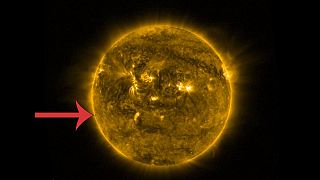 An image of the start of Mercury's transit on 9 May 2016 from the Proba 2 satellite