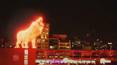 Estudiantes marks roaring return to stadium with flaming lion