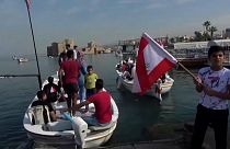 متظاهرون على متن قوارب في مدينة صيدا جنوب لبنان  11.11.2019