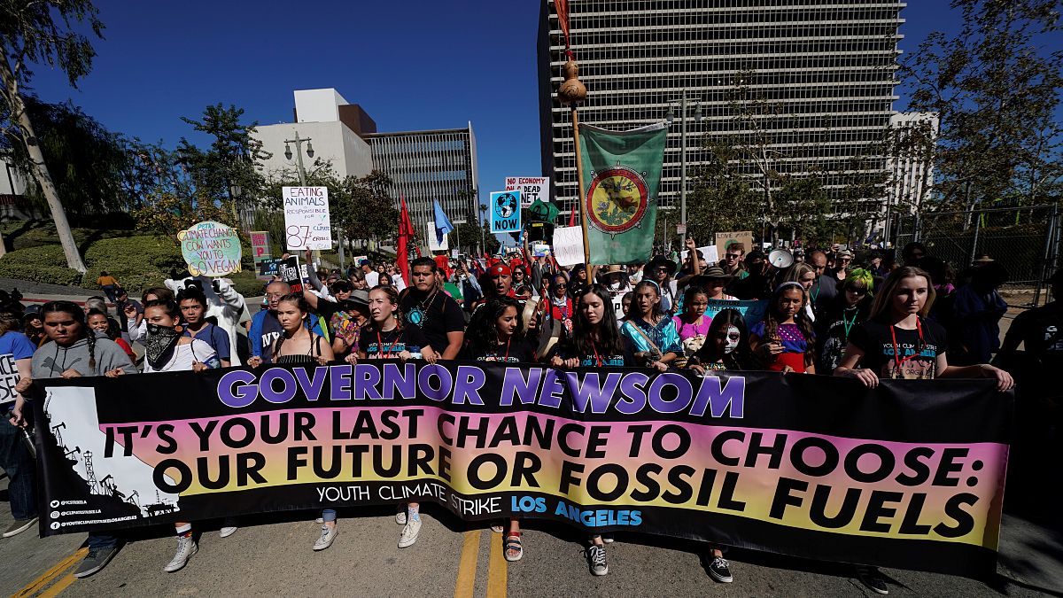 Youth Climate sztrájk Los Angeles-ben november 1-én 