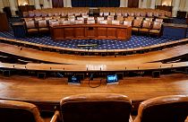 The committee room in the Longworth House Office Building where the public hearings in the impeachment inquiry against U.S. President Donald Trump are scheduled to take place